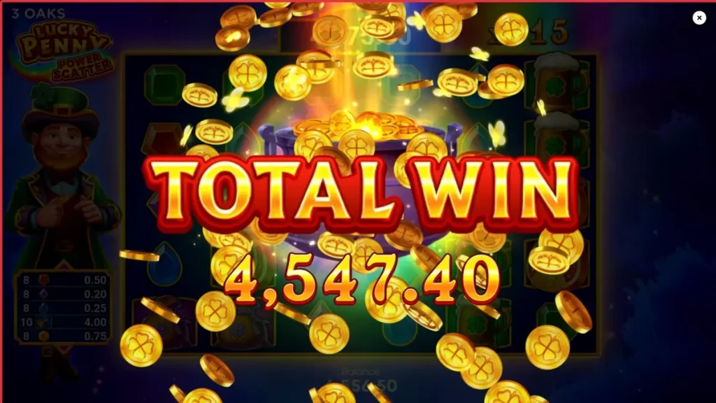 Interface do jogo Lucky Penny Power Scatter em um smartphone moderno