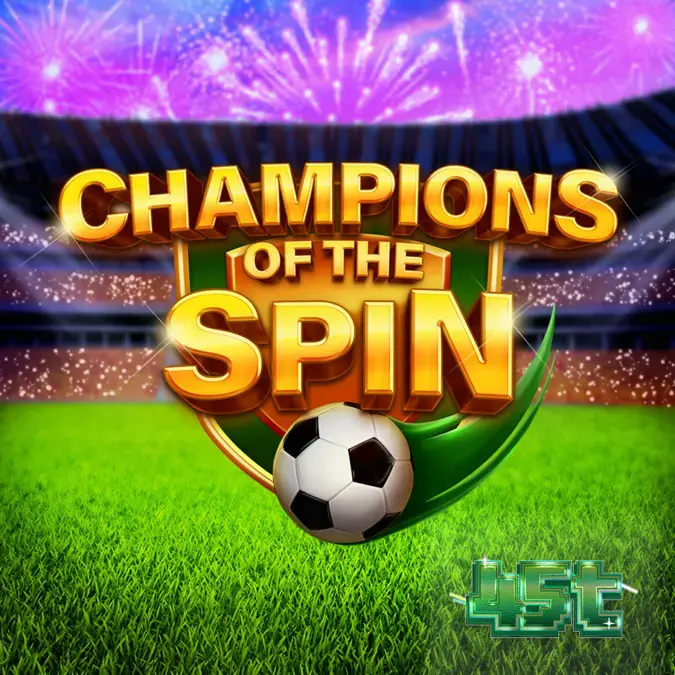 Interface do slot Champions of the Spin com tema de futebol
